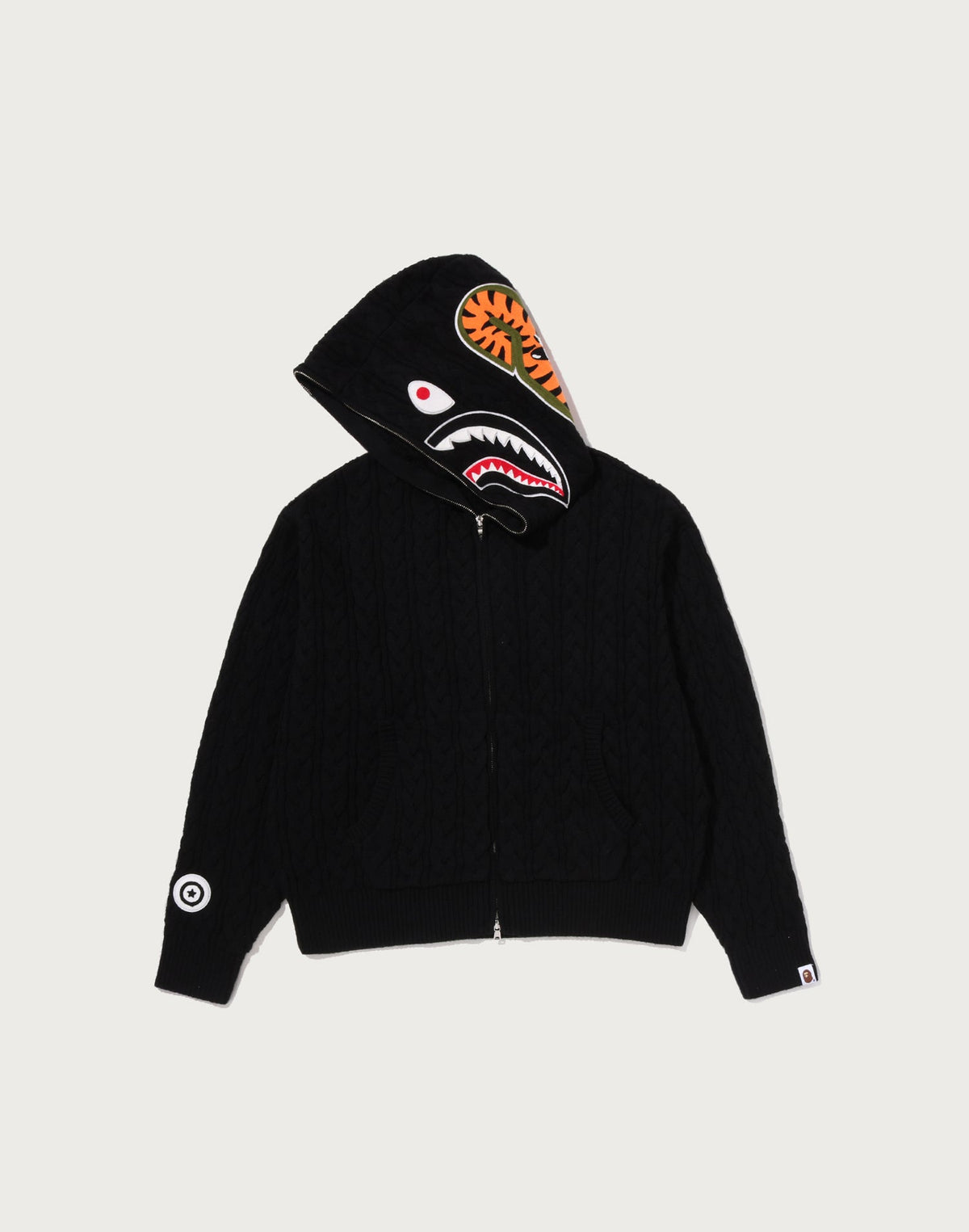 CABLE KNIT SHARK RELAXED FIT FULL ZIP HOODIE MENS