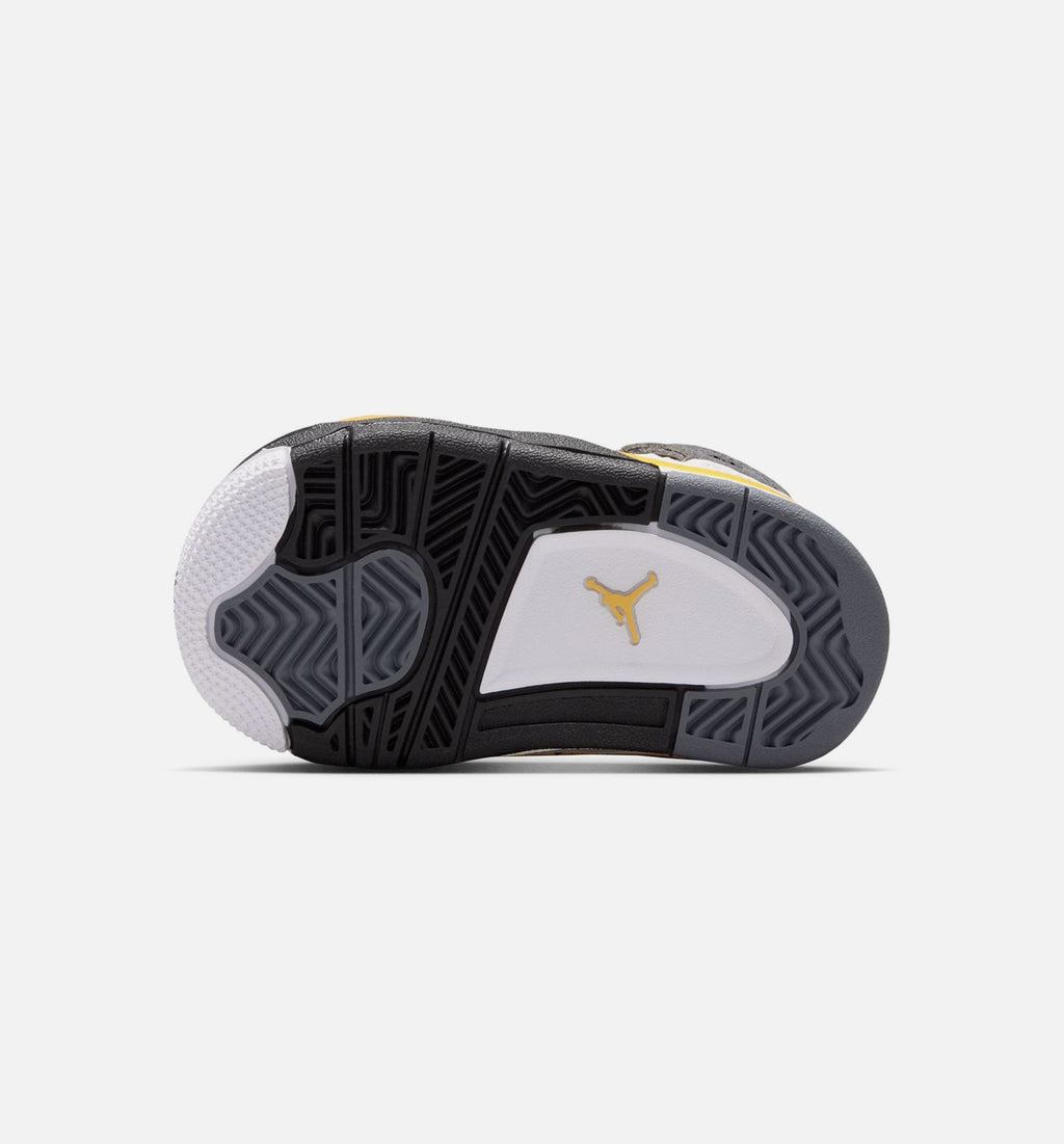 Air Jordan 4 Retro 'Rare Air Tour Yellow' - Infant/Toddler Lifestyle Sneaker (White/Dark Blue Grey/Black/Tour Yellow)