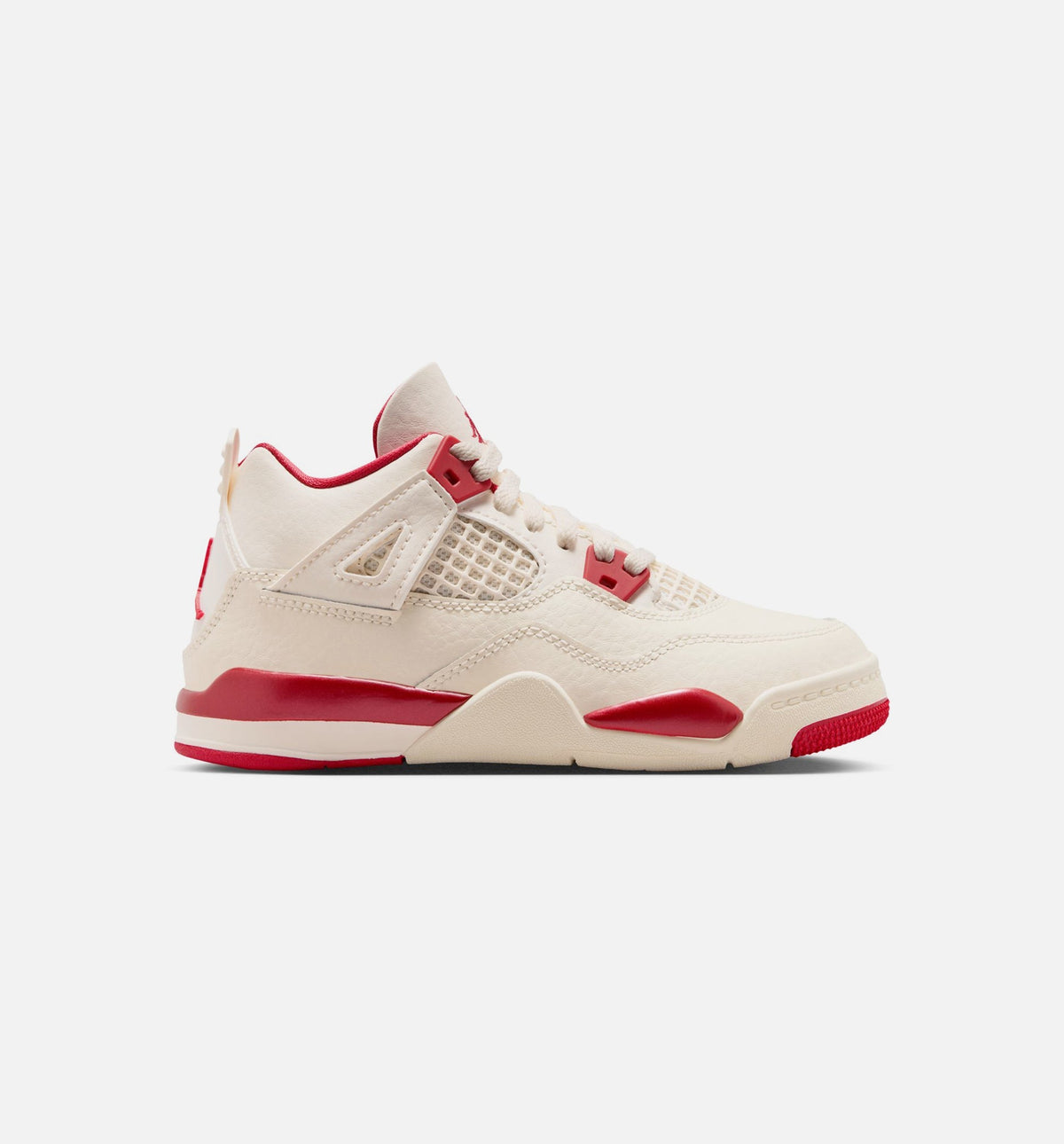 Air Jordan 4 Retro Valentine's Day Preschool Shoes - Pale Ivory Sierra Red Tough Red
