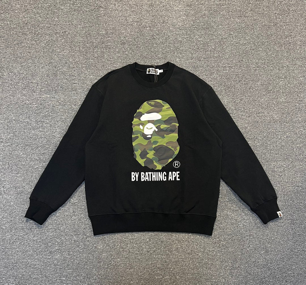 BAPE ABC Camo Ape Head "By Bathing Ape" Crewneck Sweatshirt - Gray / Black