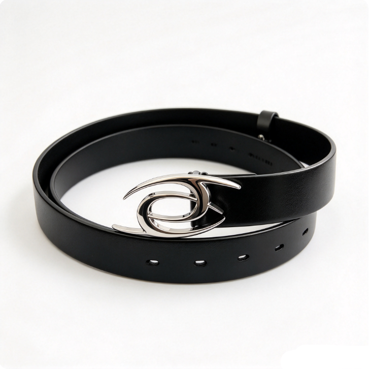 Akiyama Vortex Metal Buckle Leather Belt Punk Avant-Garde Waist Belt