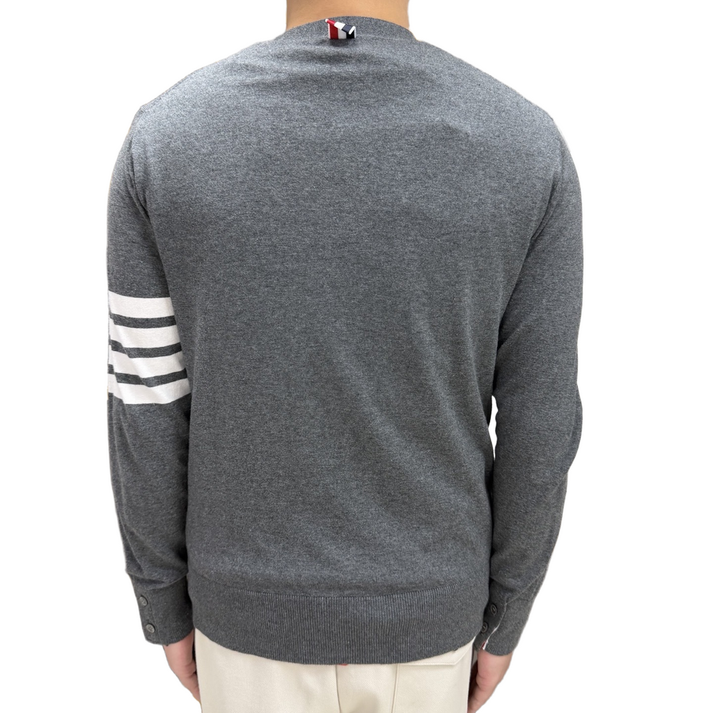 Tennis Racket Jacquard V-Neck Knit Cardigan | Thom Browne