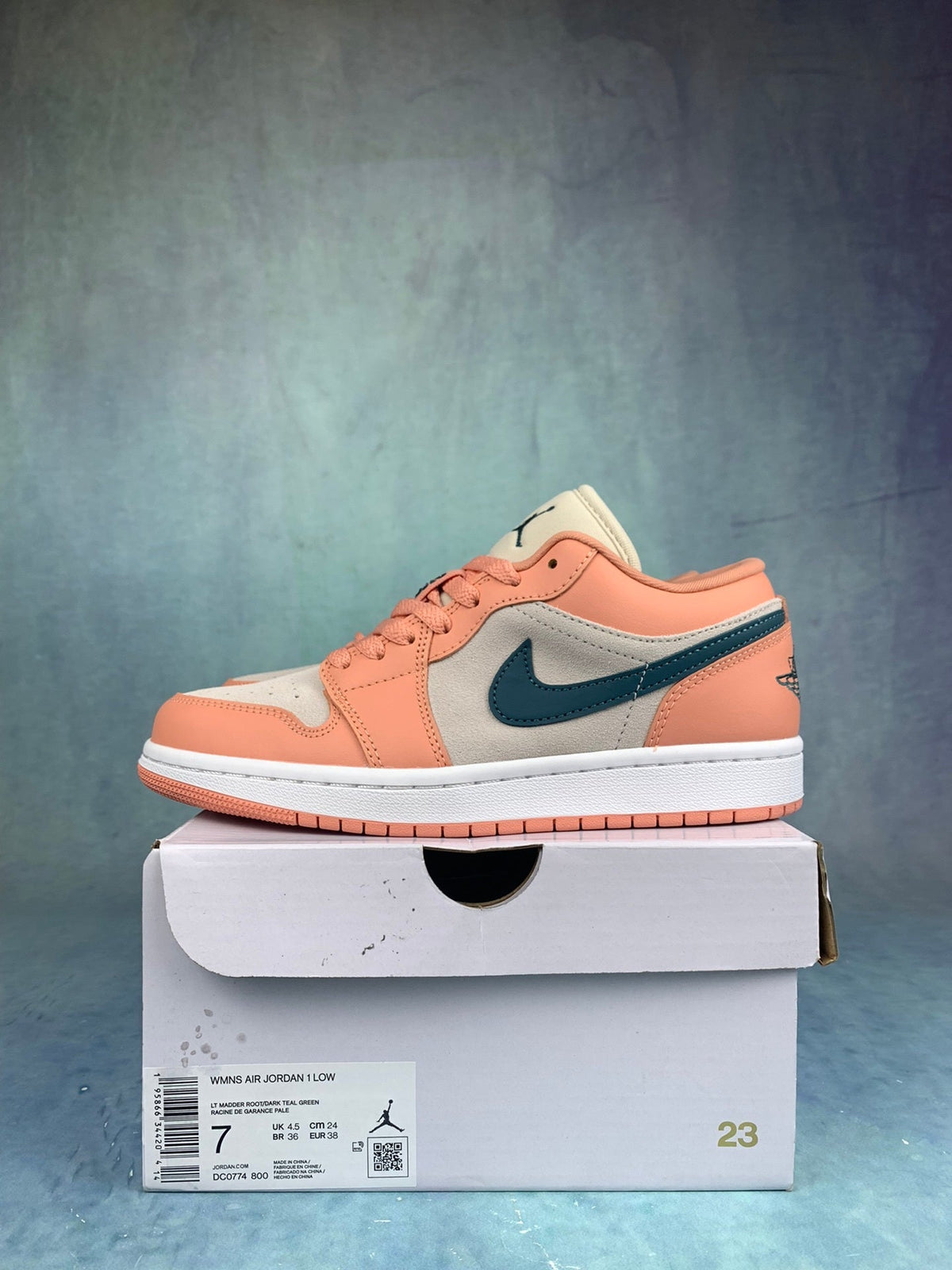 Air Jordan 1 Low Grey/Pink/Green Hook Unisex Sneakers DC0774-800