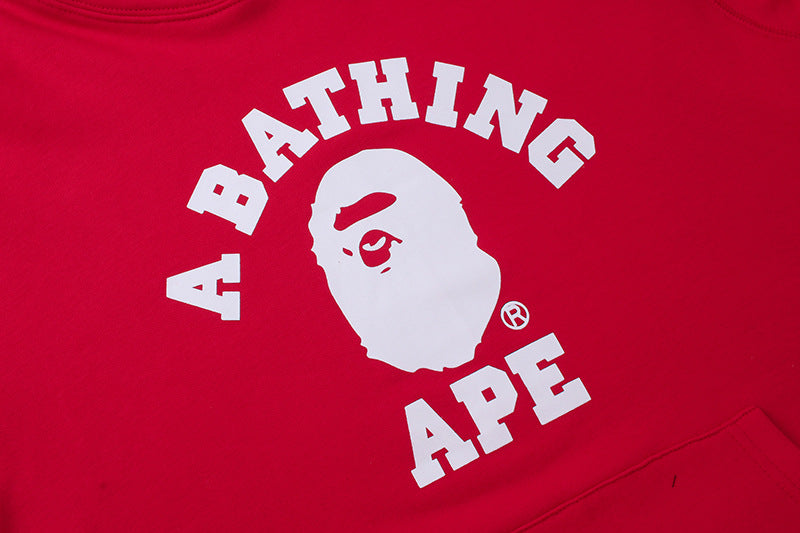 BAPE College Ape Head Hoodie - Black & Red