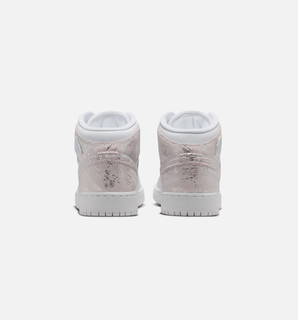 Air Jordan 1 Mid SE Big Kids' Lifestyle Shoes - White/Field Silver