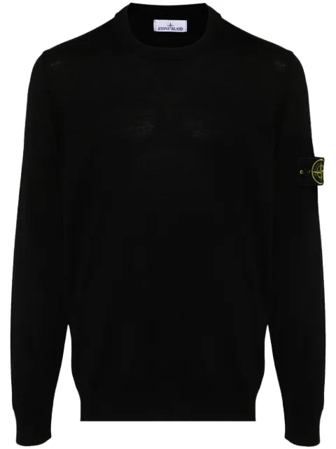 Stone Island embossed-stitch logo-patch sweater