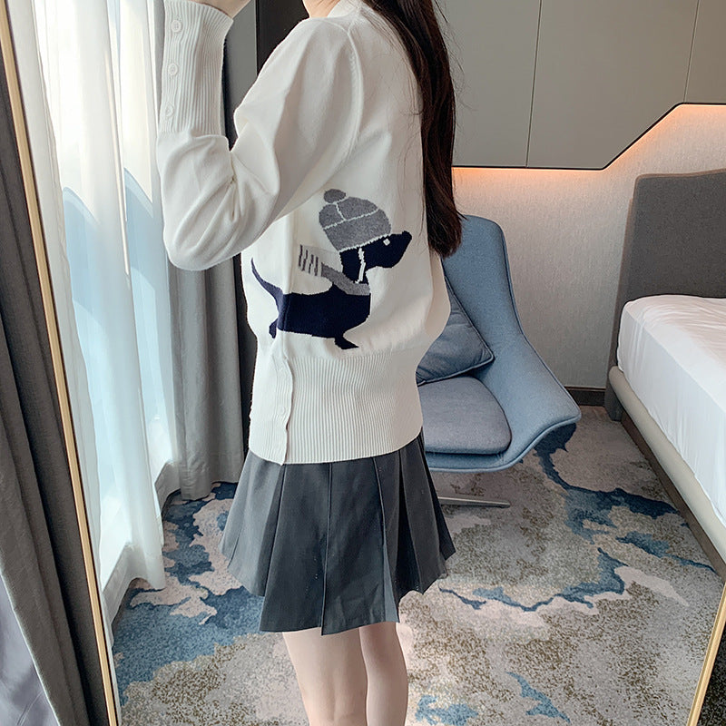 Thom Browne Puppy embroidered cardigan