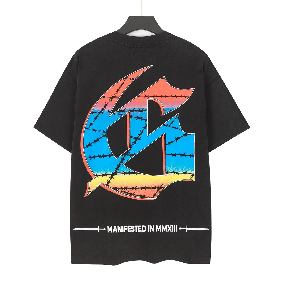 Godspeed Skeleton Skateboard City Graphic T‑Shirt (Washed Black)