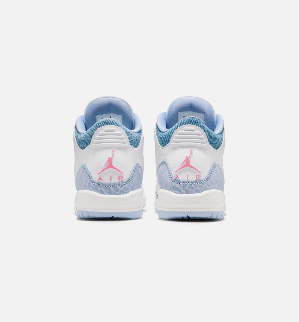 Air Jordan 3 Retro Cobalt Bliss Grade School Shoes - White Cobalt Bliss Football Grey Pink Glow