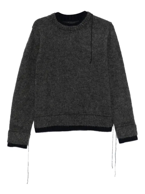 sacai double-layered frayed-edge sweater