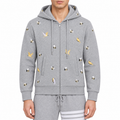 Premium 100% Cotton Embroidered Hoodie - Artistic Zip - Up Hooded Sweatshirt | Thom Browne