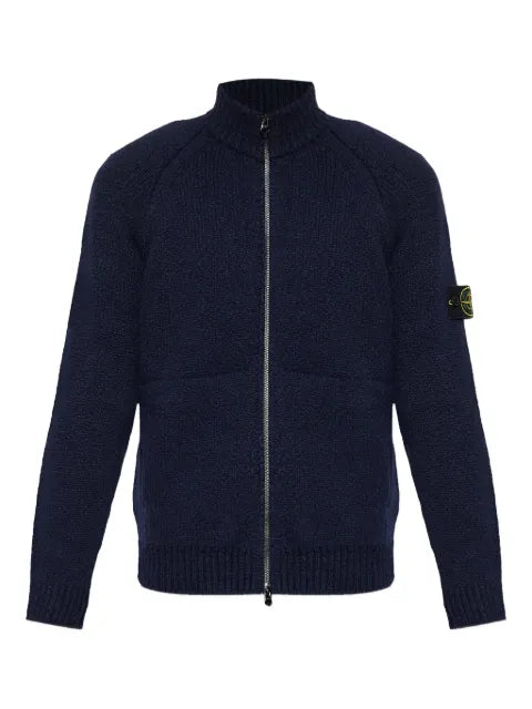 Stone Island zip-front patch-pocket wool sweater