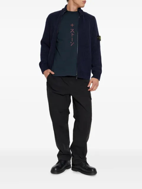 Stone Island zip-front patch-pocket wool sweater