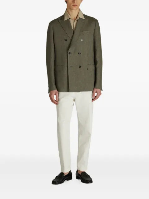 slowear double-breasted linen blazer