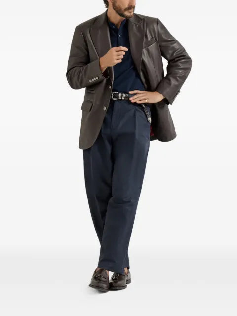 Brunello Cucinelli peak-lapels leather blazer