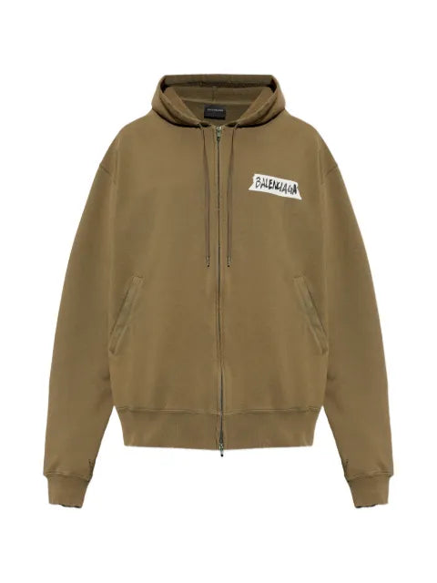 Balenciaga masking tape oversized zip-up hoodie