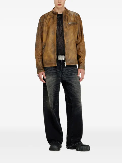 Diesel biker jacket in treated leather