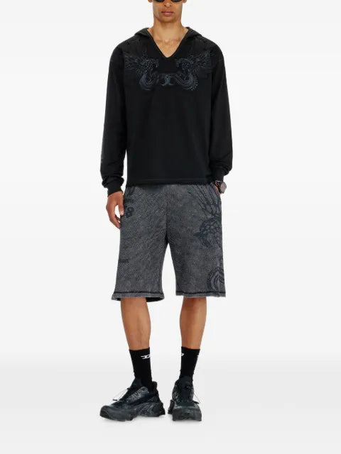 Diesel embroidered-patch V-neck hoodie