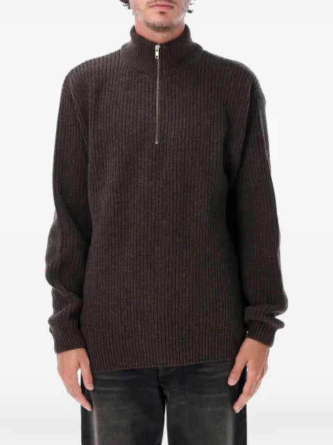colorful standard ribbed-knit half-zip sweater