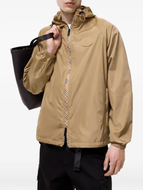 Burberry Checker-tape nylon hooded jacket