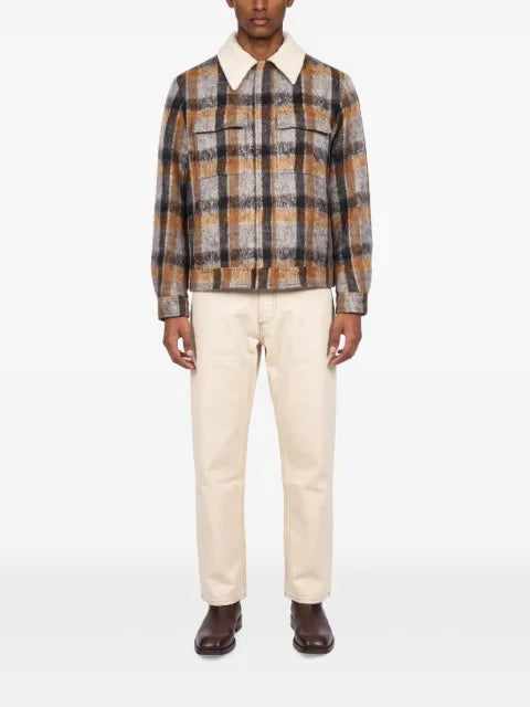 SIMKHAI  Ford check-pattern fleece-collar jacket