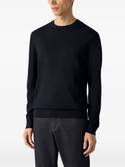 Zegna navy blue Trofeo 15milmil15 wool crewneck sweater