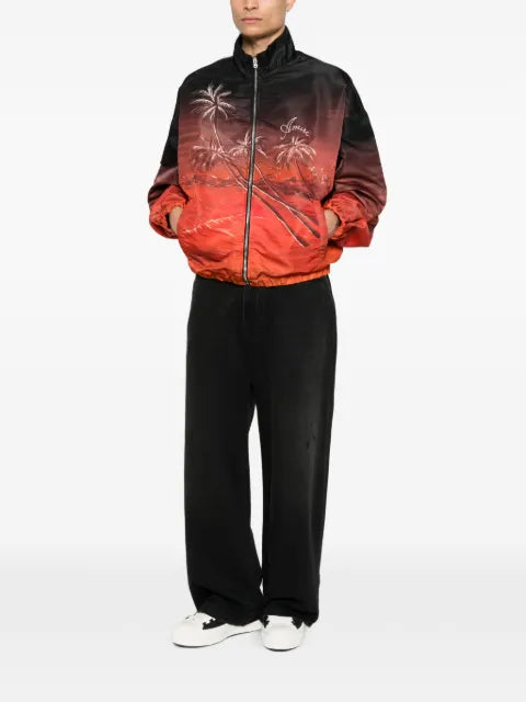 AMIRI palm-tree print zip-fastening jacket