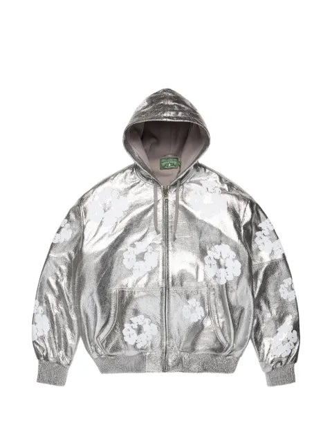 Denim Tears cotton wreath leather hooded jacket