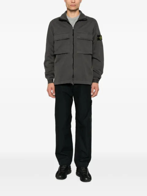 Stone Island logo-patch zip-up shirt jacket