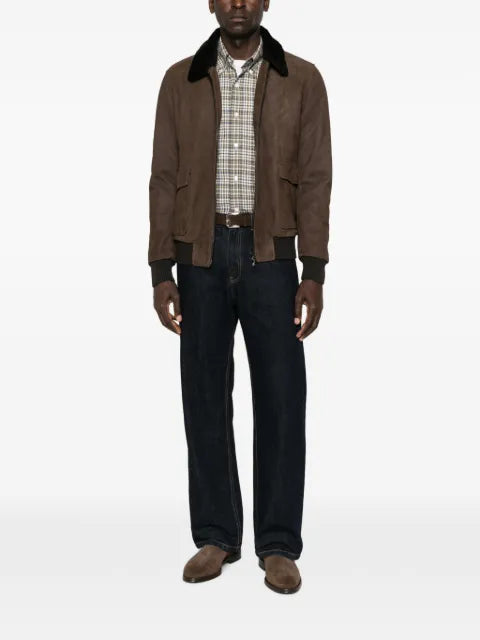 Barba Boston shearling-collar calf suede jacket