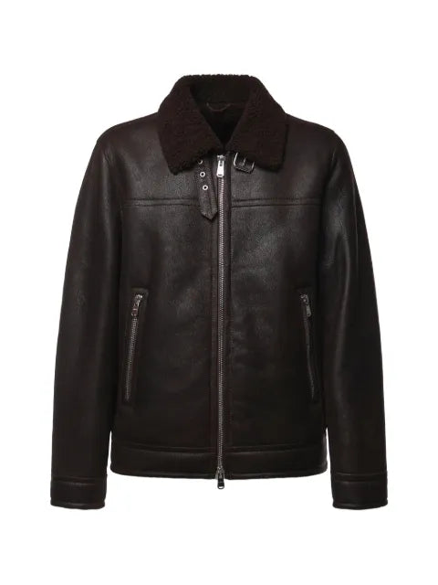 DONDUP shearling-collar leather jacket
