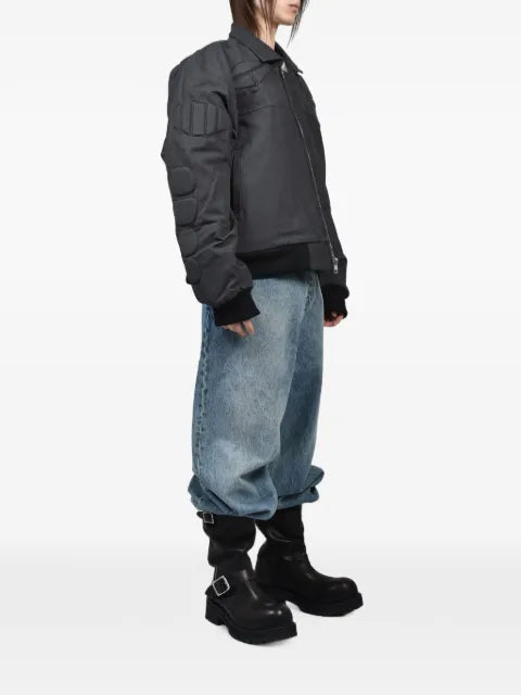SATOSHI NAKAMOTO padded panelled bomber jacket