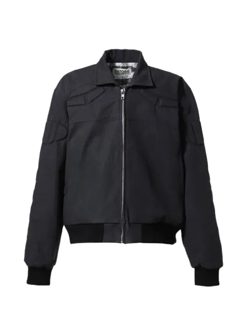 SATOSHI NAKAMOTO padded panelled bomber jacket