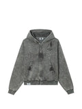 izzue logo-embroidered acid-wash hoodie