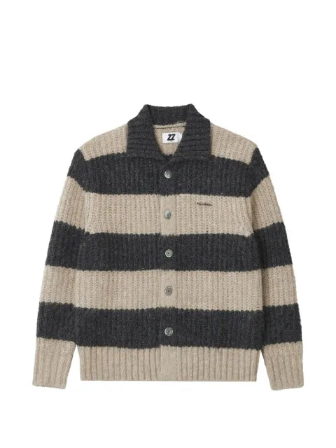 izzue striped ribbed-knit cardigan