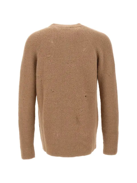 Laneus distressed fisherman-rib sweater