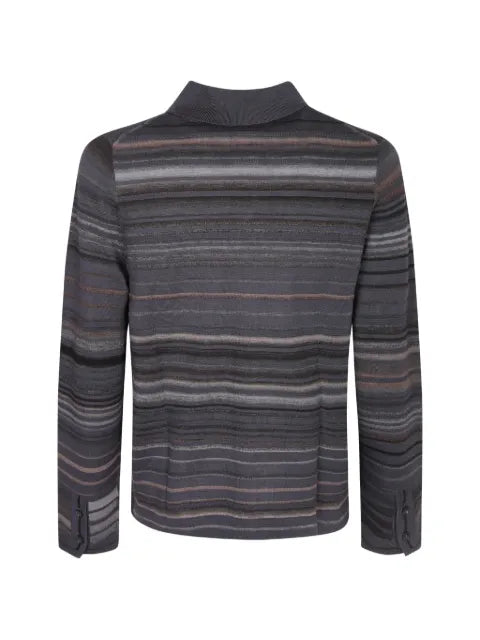 Paul Smith grey textured stripe merino wool cardigan