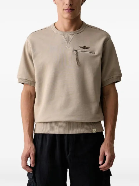 Aeronautica Militare short-sleeve zip-pocket sweatshirt
