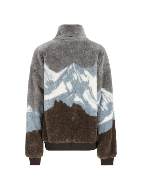Herno Alpine Teddy mountain-print faux-shearling jacket