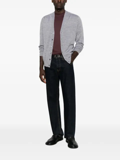 Canali fine-knit button-up cardigan