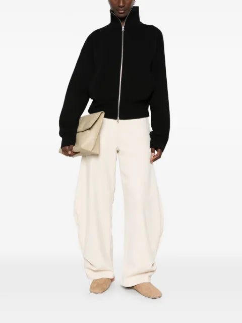 extreme cashmere zip-up knitted cardigan