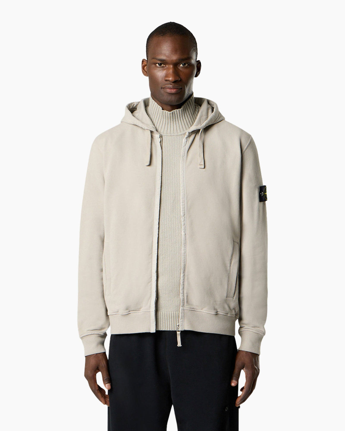 Stone Island Brushed Cotton Zip Hoodie - Navy