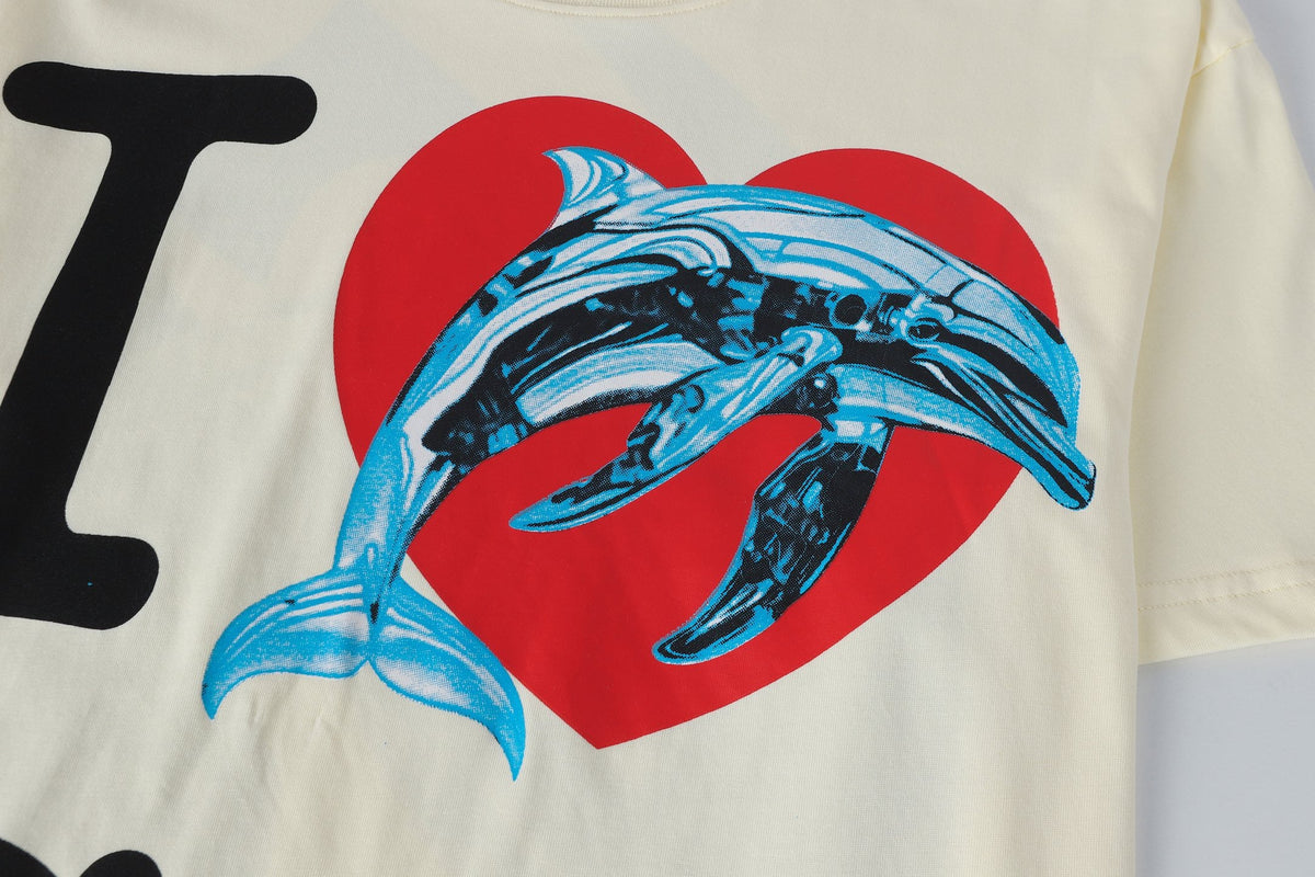 Godspeed I Love GS Dolphin Graphic T‑Shirt (Cream)