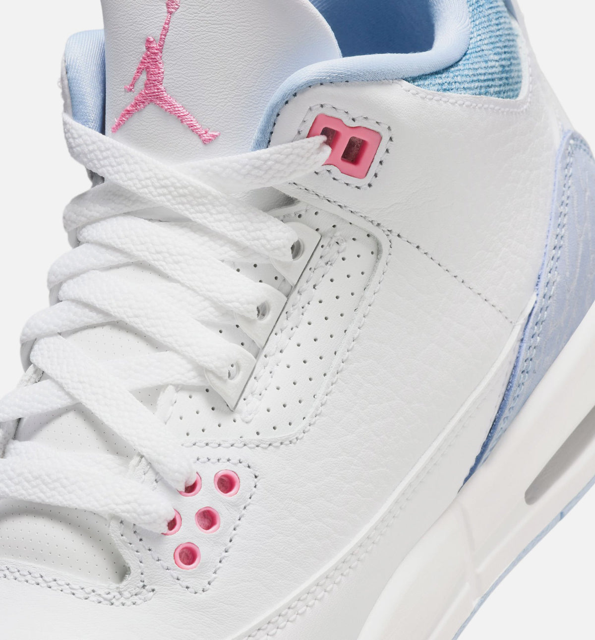 Air Jordan 3 Retro Cobalt Bliss Grade School Shoes - White Cobalt Bliss Football Grey Pink Glow
