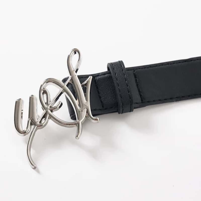 WESTAYONE Leather Belt Signature Logo Metal Buckle Women Fashion Waist