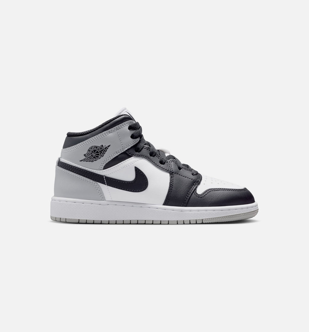Air Jordan 1 Mid Youth Lifestyle Sneakers - White/Light Smoke Grey/Black