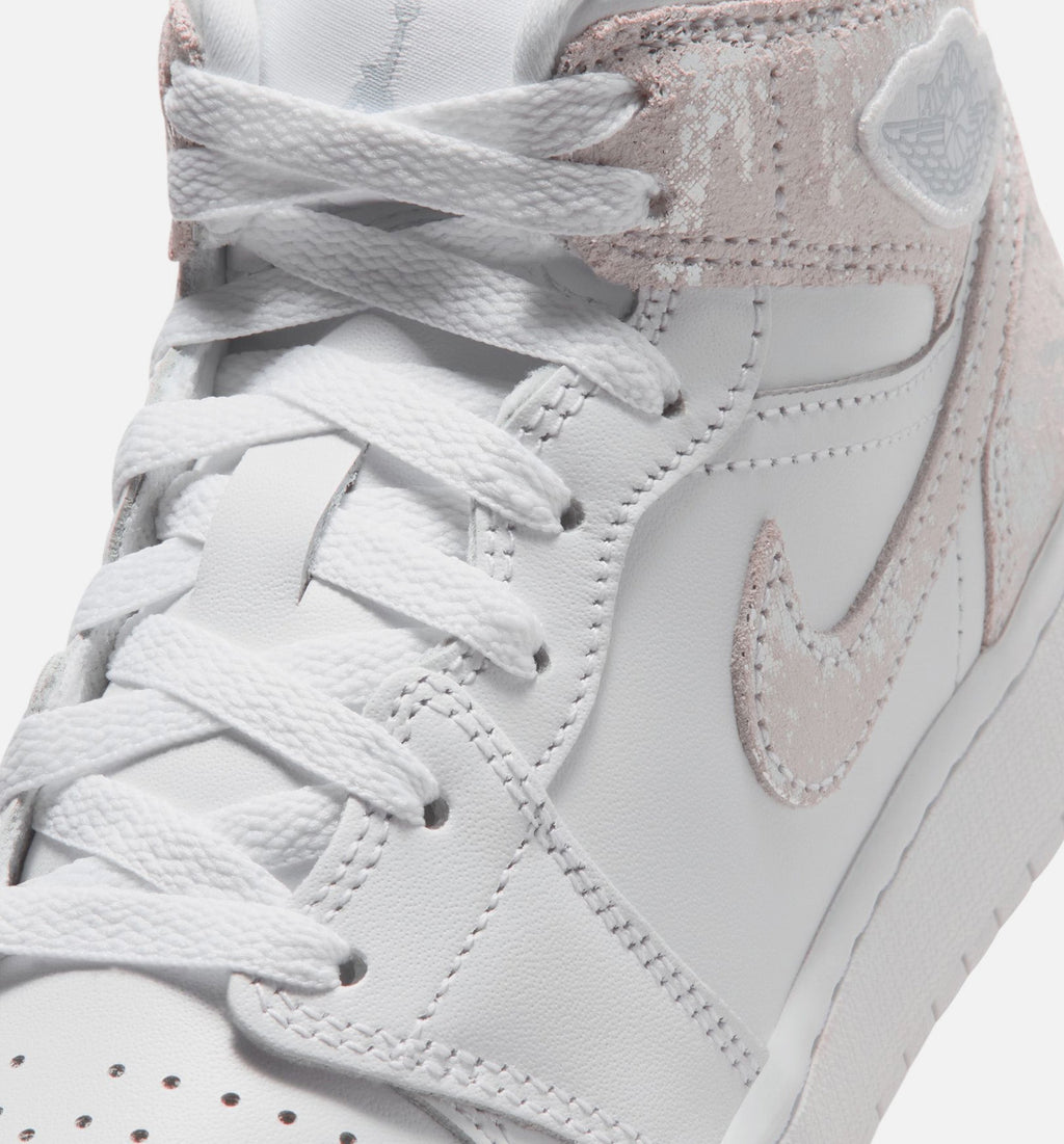 Air Jordan 1 Mid SE Big Kids' Lifestyle Shoes - White/Field Silver