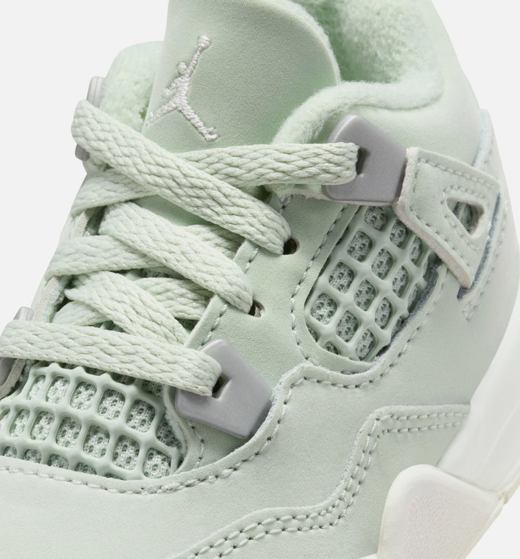 Air Jordan 4 Retro Abundance Infant & Toddler Lifestyle Shoes - Seafoam/Sail/Metallic Silver