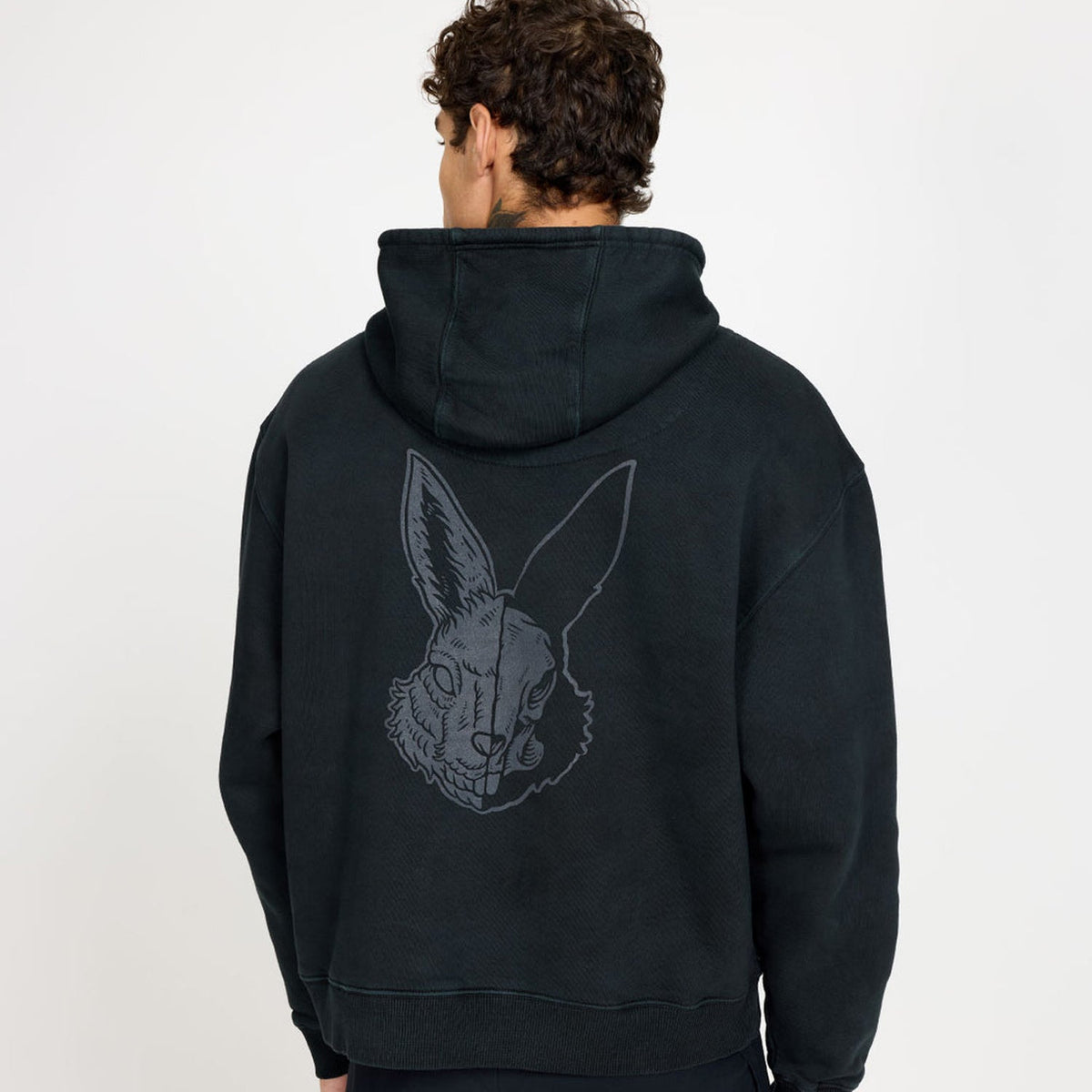 Acid Running Oversized Hoodie: Washed Black