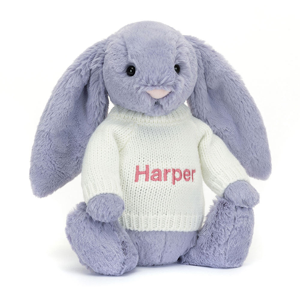 Bashful Viola Bunny with Personalized Cream Jumper